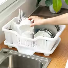 Compact Kitchen Dish Drying Rack with Drip Tray