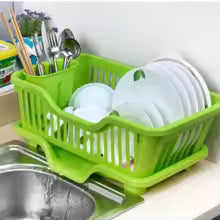 Compact Kitchen Dish Drying Rack with Drip Tray